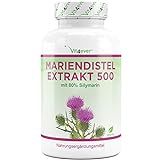 Mariendistel Extrakt 180 Kapseln mit je 500 mg - 80% Silymarin Anteil - 6 Monatsvorrat -...