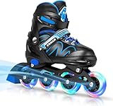 ERNAN Inline-Skates, verstellbare leuchtende Kinder-Inline-Skates, Inline-Skates für Jungen und...