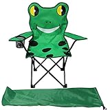 Kinder Anglersessel Campingstuhl Faltstuhl Anglerstuhl Motiv Frosch mit Getränkehalter und Tasche,...