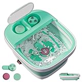 Qtiice Zusammenklappbarer Fusßbade mit Wärme, Fußbadewanne mit 3 Pediküre-Zubehörteilen,...