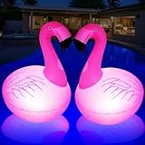DeeprBling Flamingo Pool Lichter Schwimmend, Aufblasbare Flamingo Schwimmende Solarleuchten, LED...