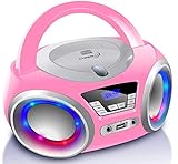 Cyberlux CD-Player mit LED-Beleuchtung | Kopfhöreranschluss | Tragbares Stereo Radio | Kinder Radio...