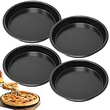 Pizzablech 4er-Set, ø 18cm Rund, Antihaftbeschichtet, Schwarz Backblech für Pizza, Flammkuchen,...