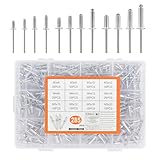 285 Stück Aluminium-Blindnieten Set, M3 M4 M5 Popnieten Set, Alu Blindnieten Sortiment, Pop-Nieten...