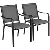 Yaheetech 2er-Set Gartenstühle Stapelbar Esszimmerstuhl Gartenstuhl Witterungsbeständig...
