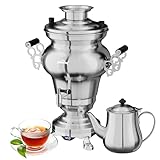 HOMELUX Elektrischer Samoware Edelstahl, 1850 Watt Teemaschine Wasserkocher 5L +1.6L Teekannen Set...