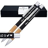 Schreibset Kugelschreiber und Bleistit mit Gravur mit Bambusgriffzone | Schreibset personalisiert...