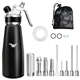 ColCospie Sahnespender,Sahnesyphon Aluminium 500ml für Schlagsahne,Cremes,Desserts und Soßen mit 3...