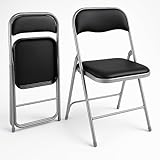 HAEST - Klappstühle 2er Set, Klappstuhl gepolstert mit Metallrahmen & Kunstleder, platzsparend, bis...