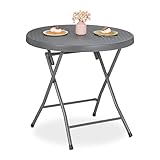 Relaxdays Gartentisch, klappbar, HxD: 74 x 80 cm, Rattanoptik, Kunststoff & Stahl, wetterfest,...