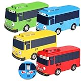 4 Stück Bus Spielzeug,Bus Modell,Big Pull Back Spielzeugautos,Spielzeugautos Set für Freunde und...