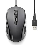 TECKNET Maus mit Kabel, 6400DPI Optical Business Mouse Ergonomische Kabelgebundene Maus mit 6...