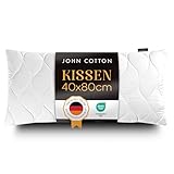 John Cotton Kopfkissen 40x80 cm – Hotel-Luxus-Stepp-Kissen für Nackenschmerzen, Verstellbares...