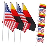 TINEASUR 20 Stück Teiliges Handheld Stick Flaggen und Deutschland Kleine Patriotische Fahnen mit...
