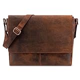 LEABAGS Messenger Bag, Acapulco Echtleder Aktentasche Herren & Damen, Leder Laptoptasche bis 15...
