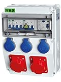 BAUSTROMVERTEILER WANDVERTEILER KOMPLETT VERDRAHTET 32A 16A 230V MIT CEE DOSE ZÄHLER IP65, 11....