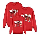 Generico Weihnachtssweatshirts Familie Rundhalsausschnitt 2024 Weihnachtshemd Bequem Sweater...