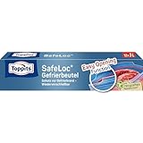 Toppits Doppelverschluss-Gefrierbeutel SafeLoc - 12 x 3L, Extra dick & reißfest, Transparent, Ideal...