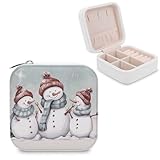 FekiLoot Schmuckkästchen mit Schneemann-Motiv, personalisierbar, Reise-Schmuckkästchen, Anhänger,...