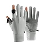 Fencelly Eisseide Handschuhe, Sommer UV-Schutz Handschuhe Rutschfest Atmungsaktiv 2 Geschnittene...