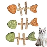 Wimnqie Kauspielzeug Für Katzen - 3-Teiliges Fischgräten-Design Interaktives Holz-Kauholz |...