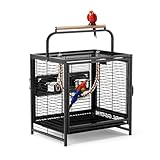 LEADZM Vogelkäfig für Wellensittiche und Papageien, Tragbarer Transportkäfig mit Holzgriff,...