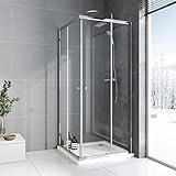 Duschkabine 75x75 cm Duschkabine Schiebetür Eckeinstieg mit Schiebetüren 6mm ESG Sicherheitsglas...