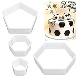 MBAIYO Ausstecher Fussball, 4 Stück Hexagon Fußball Ausstecher, Hexagon Tortendeko Fussball...
