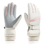 Feelorna Damen Winter Ski Handschuhe, Winddicht Thermische Touchscreen wasserdichte Surface&Fleece...