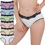 INNERSY Unterhosen Damen Baumwolle Pantys Spitze Atmungsaktive Hipster Unterwäsche 6er Pack (40,...