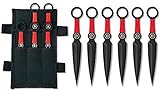VIKING GEAR® 6X Ninja Wurfmesser in rot, schwarz + Holster - 6X Throwing Knifes - Asian Knife Back,...