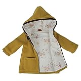 Lilakind“ Wollwalk Kinder-Mantel mit Taschen Walk Kapuzen Jacke Senfgelb Gr. 98/104 - Made in...