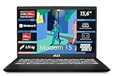 MSI Modern 15 Lifestyle & Business Laptop, 15,6 Zoll Full HD Display, AMD Ryzen 5 7530U Prozessor,...