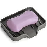 TRHDFW Seifenschale aus Silikon, doppelter rutschfester selbstentleerender Seifenhalter, tragbares...