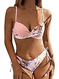 GORGLITTER Bikini Damen Push Up Bikini Mit Bügel Set Badeanzug Mit Tropenmuster Wickel Bikini Set...