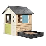 Smoby Life - Square Spielhaus (174 x 110 x 127 cm) mit 60% Recyclinganteil mit Sandkasten -...