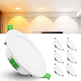 Laiebri 6er Led Einbaustrahler 230V Weiß - Extra Flach IP44 Deckenstrahler - Ø68-75mm Einbau...