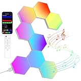 Kangtaixin LED Sechseck Gaming Wandleuchte – 8 Stück RGB Hexagon Panels, Musik-Sync &...