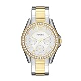 Fossil Damenuhr Riley, QuarzMultifunktionswerk, 38mm 2T Silber/Gold Edelstahlgehäuse mit einem...