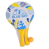 Blue Sky - 2 Strandtennisschläger - Strandball - Schlägerspiel - 040719J - Gelb - Holz - 38 cm x...