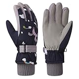 ZEPFJHE Kinder-Wintersport-Handschuhe, berührungsempfindlich, Cartoon-Skihandschuhe mit...