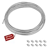 FINELYCR Seilspanngarnitur 20m ø3mm, Edelstahldrahtseil mit PVC-Schutzhülle Abgedeckt,...
