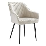 SONGMICS Esszimmerstuhl, Küchenstuhl, Sessel, Samt, Polsterstuhl mit Armlehnen, Loungesessel, bis...