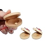 TSUWNO Kastagnetten Holz Kastagnetten 2Pcs, für Kinder Baby Musikinstrumente aus Holz Holz Finger...