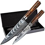Wolfblood 2er Damastmesser-Set (32cm und 24cm) Profi Damast-Küchenmesser aus echtem 67 Lagen...