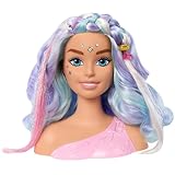 Barbie-Puppe Fairytale Styling-Kopf, Pastellfarbenes Fantasiehaar mit 20 Zubehörteilen, Puppenkopf...