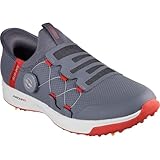 Skechers Men's Go Golf Elite Vortex Slip Ins Sneaker, Charcoal Syntehtic Red Trim, 45 EU