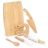 LETTO & TAILOR Hölzernes Kindermesser und Kinderbackset für echtes Kochen, 6 PCS Kleinkind...