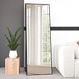 AUFHELLEN Ganzkörperspiegel 165x60cm mit Schwarz Metallrahmen Standspiegel HD Groß Wandspiegel mit...