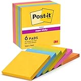 Post-it Super Sticky Notes Carnival Collection, Packung mit 6 Blöcken, 90 Blatt pro Block, 76 x 76...